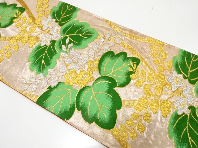 JAPANESE KIMONO / ANTIQUE FUKURO OBI / SILK / WOVEN PAULOWNIA